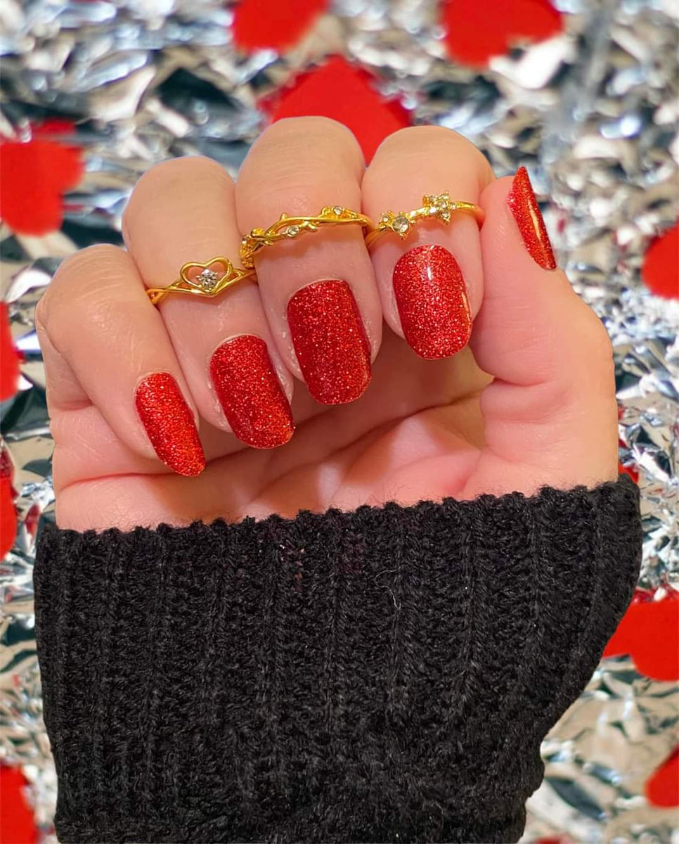 Red Chunky Glitter Nail Polish Strips Wrap