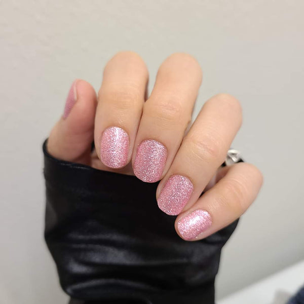Soft Pink Glitter Nail Polish Strips Wrap