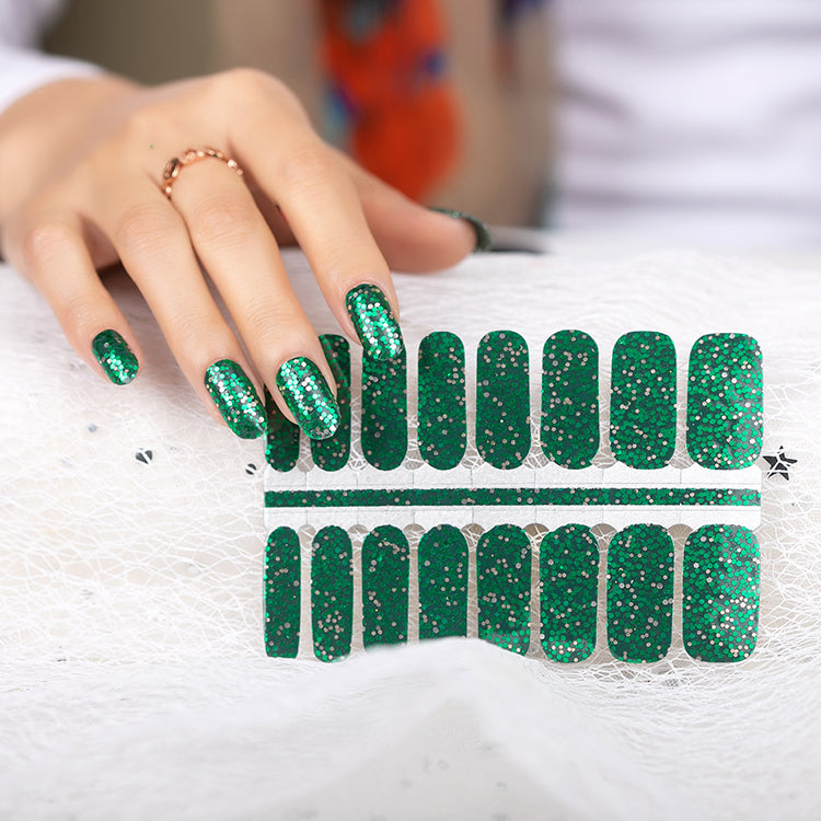 Green Chunky Glitter Nail Polish Strips Wrap